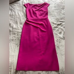 Chiara Boni La Petite Robe Pink Fuschia Ruched Scuba Midi Sheath Dress 40 Formal